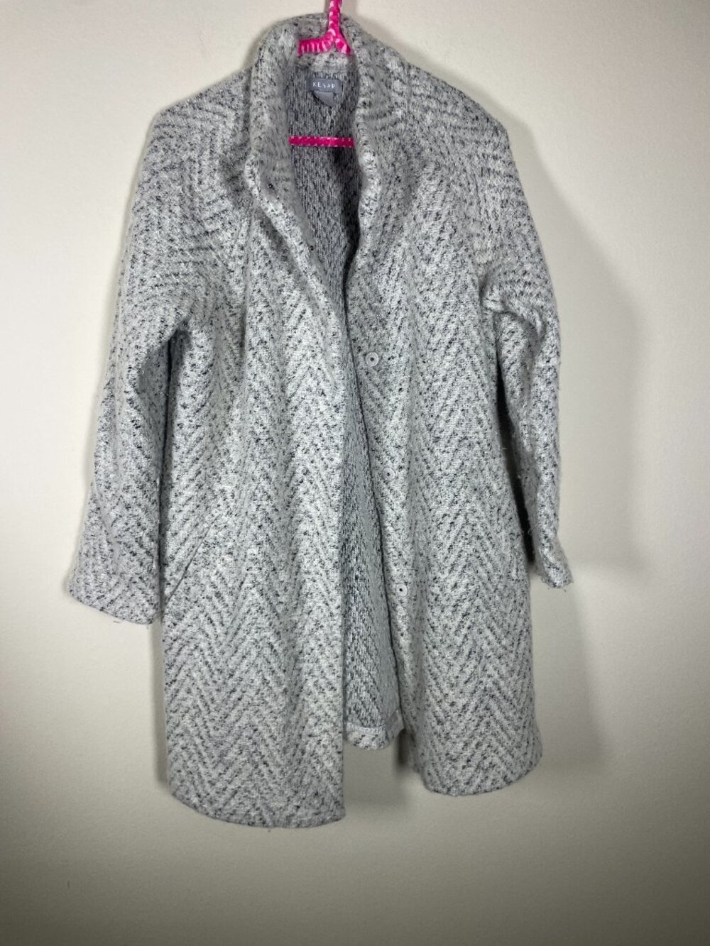 Kenar Women's Gray Wool-Blend Coat Size L Long Classic Winter Coat Jacket!